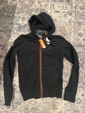 Superdry Black Zip Hoodie with Orange Zipper